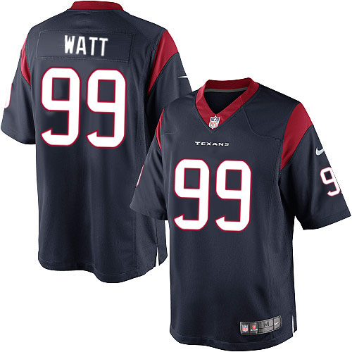 Men's Limited J.J. Watt Nike Jersey Navy Blue Home - #99 NFL Houston Texans